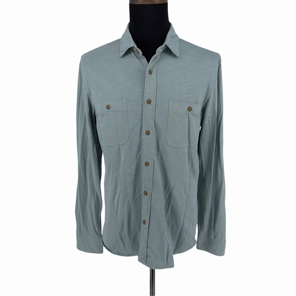 Faherty Brand Sunwashed Organic Cotton Long Sleeve Button Shirt Mens Medium Blue